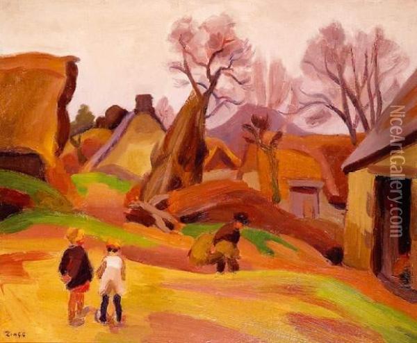 Le Retour Des Champs, Fonte Des Neiges, Circa 1930 Oil Painting - Jules Emile Zingg