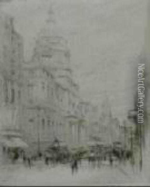 Princes Street, Edinburgh And St.johns Oil Painting - William Walcot