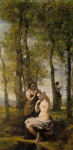 Le Toilette (or Landscape with Figures) Oil Painting - Jean-Baptiste-Camille Corot