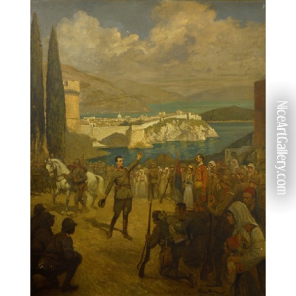 A Historical Scene Oil Painting - George Bertin Scott