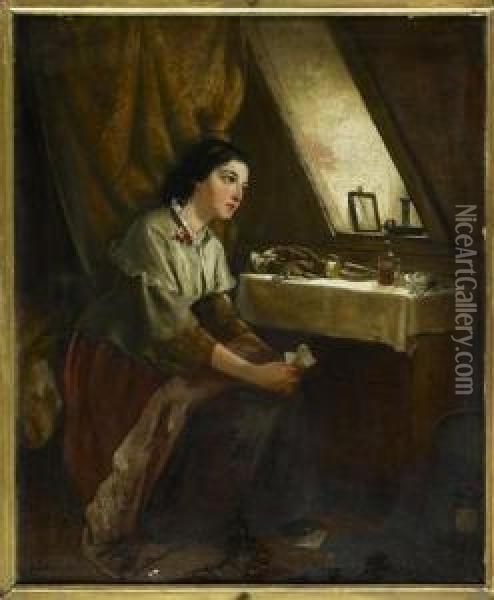 The Letter Oil Painting - Edward Charles Barnes