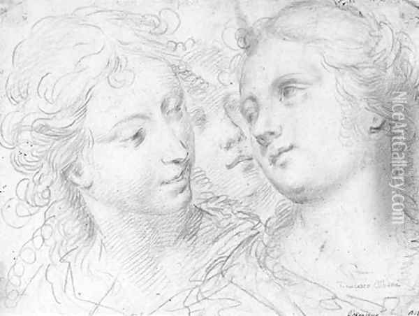 Three studies of female heads Oil Painting - Ercole Procaccini Il Giovane