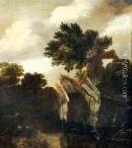 Paysage A La Chaumiere Et Au Pecheur Oil Painting - Cornelius Decker