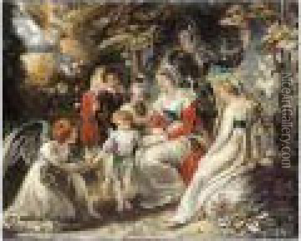 Children Receiving The Blessings From Paradise Oil Painting - Thomas Stothard
