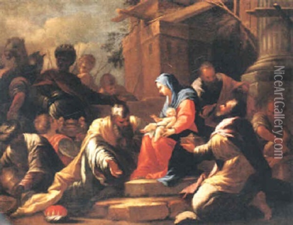 Konungarnas Tillbedjdan Oil Painting - Jacopo dal Ponte Bassano
