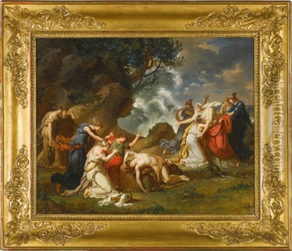 A Scene From Classical Mythology, Possibly Ceryx And Alcyone Oil Painting - Charles Meynier