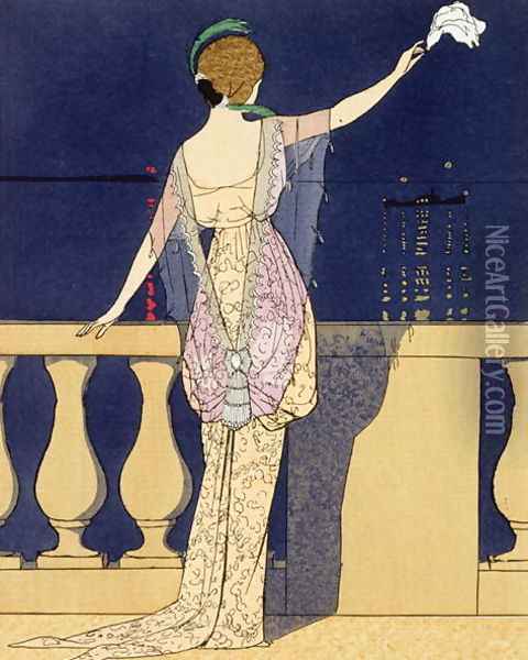 Farewell at Night, design for an evening dress Oil Painting - Georges Barbier