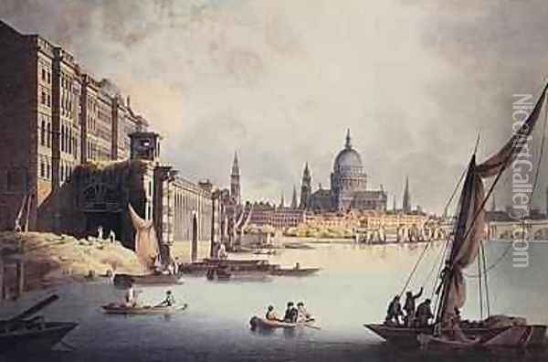 View of Somerset House and the Thames 1796 Oil Painting - Thomas Malton, Jnr.