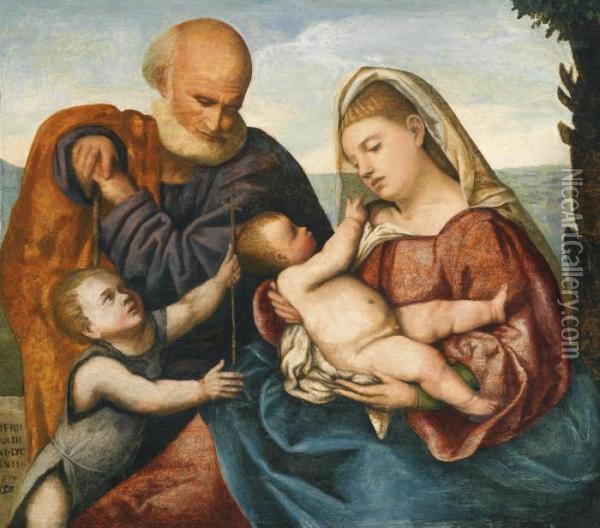 The Holy Family With The Infant Saint John The Baptist Oil Painting - Bernardino Licinio