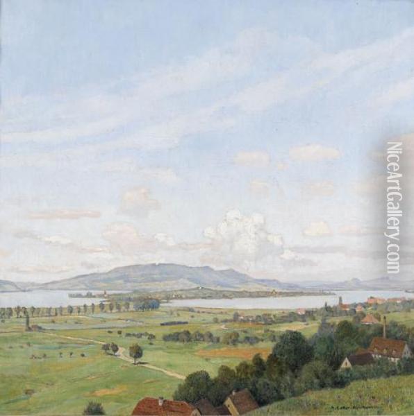 Sommerliche Ansicht Der Insel Reichenau Oil Painting - Heinrich Lotter