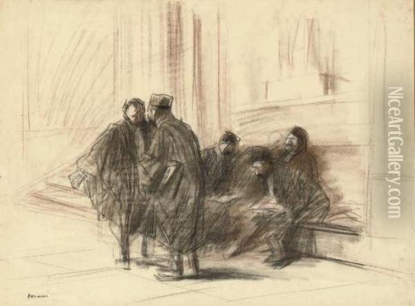 Lawyers Outside A Courtroom Oil Painting - Jean-Louis Forain