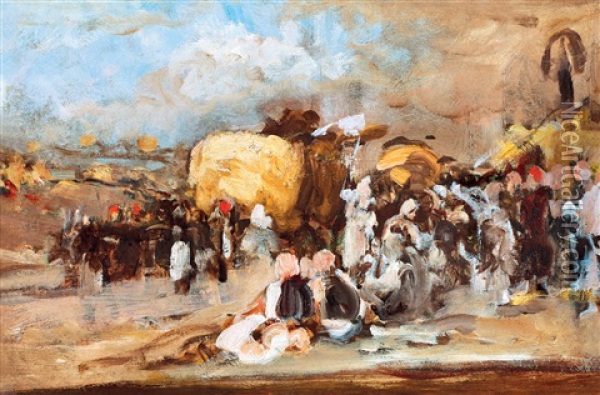 Fair Scene Oil Painting - Lajos Bruck