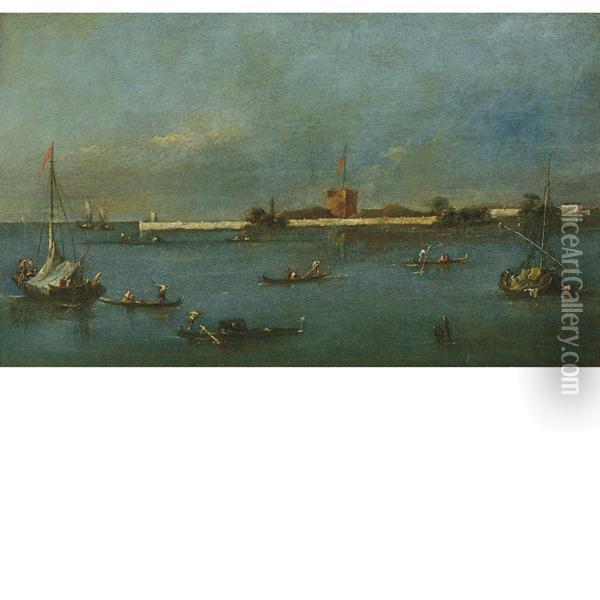 Veduta Della Laguna Di Venezia Col Forte Di Santiandrea Oil Painting - Francesco Guardi