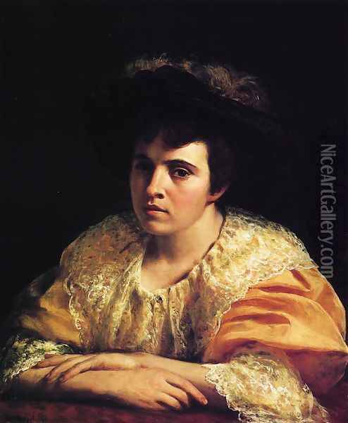 Portrait of Lila B. Hetzel Oil Painting - George Hetzel