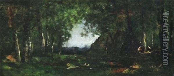 Woodman In A Glade Oil Painting - Charles Francois Daubigny