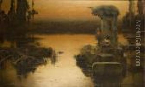 Abend In Den Pontinischen Sumpfen Oil Painting - Enrique Serra y Auque