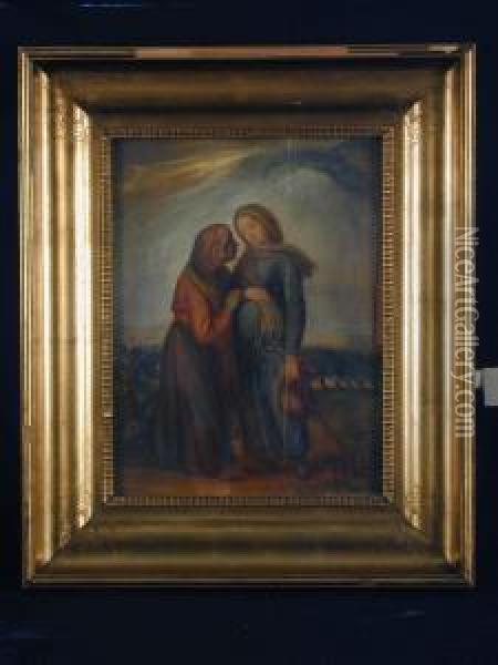 Maria Und Elisabeth Oil Painting - Anton Rausch