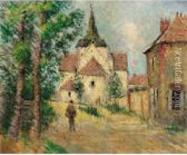 Le Village Anime Oil Painting - Gustave Loiseau