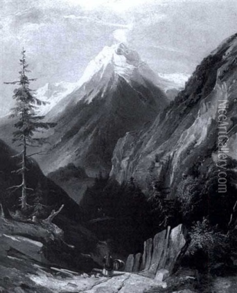 Alpine Landscape Oil Painting - Wilhelm Lommen