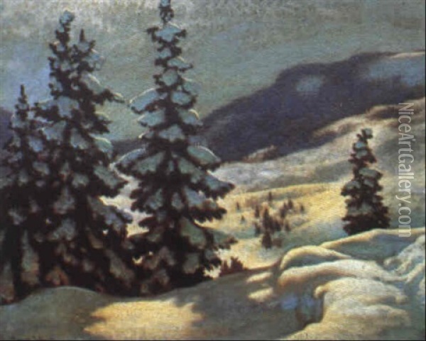 Silvered Snow, Memory Of Algoma Oil Painting - Francis Hans Johnston