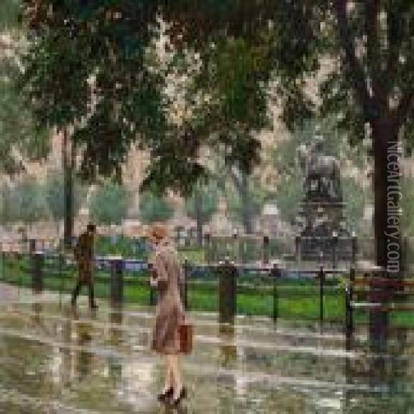 Rainy Day In Kongens Nytorv Oil Painting - Paul-Gustave Fischer