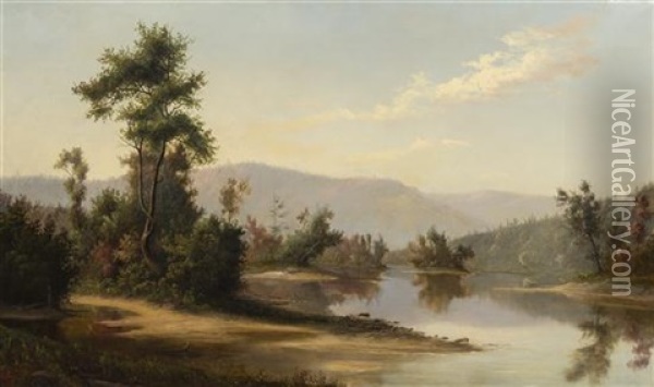 Hudson River Valley Oil Painting - Franklin B. De Haven