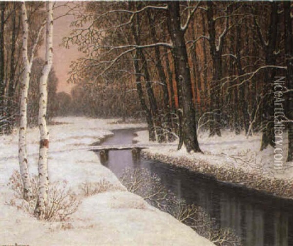 Winter Scene Oil Painting - Gulbrand Sether