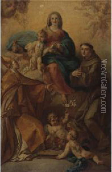 The Madonna And Child With Saints Anthony Of Padua And Januarius Oil Painting - Fedele Fischetti