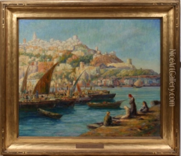 Tangier Harbor Oil Painting - Benjamin A. Cratz