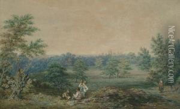 Windsor Great Park. Oil Painting - Thomas Hearne