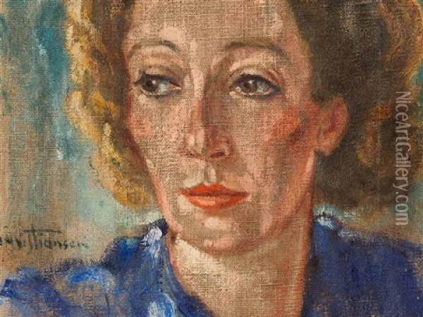 Portrait Of Hertha Oil Painting - Hans Christiansen