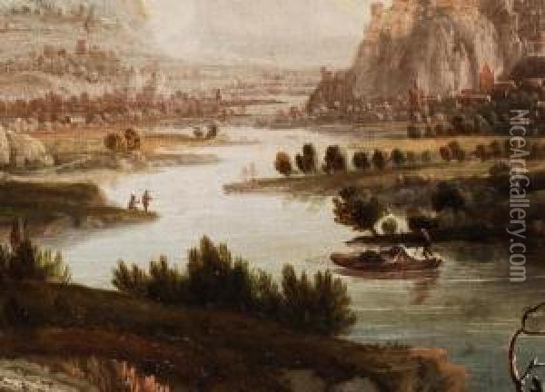 Fantasielandschaft Mit Flusslauf Oil Painting - Dionys Verburgh
