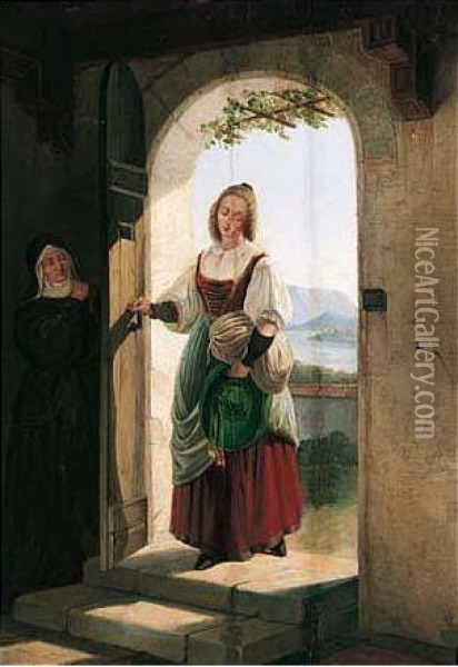Die Geschichte (the Story) Oil Painting - Ernestine Friedrichsen