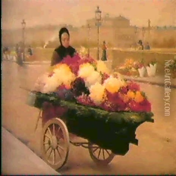 La Marchande De Fleurs Oil Painting - Jules Giraud