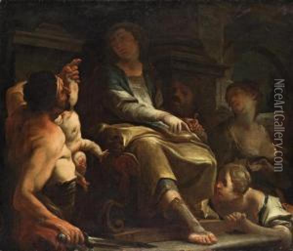 The Judgement Of Solomon Oil Painting - Antonio Molinari