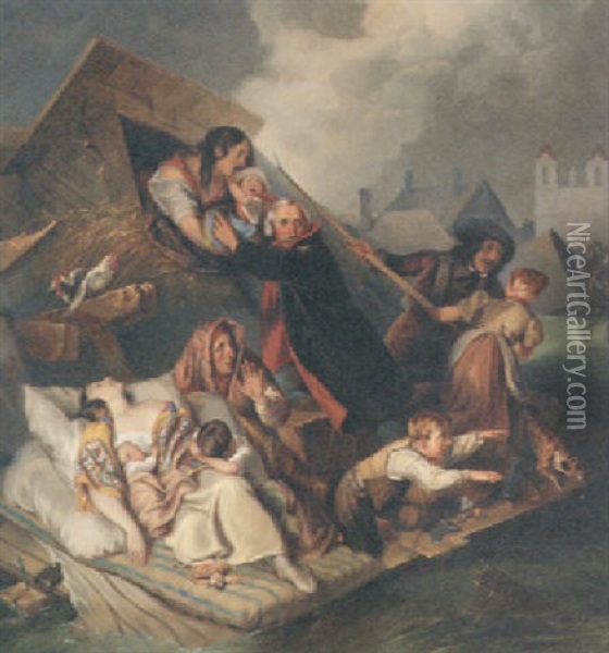 The Flood Oil Painting - Johann Matthias Ranftl