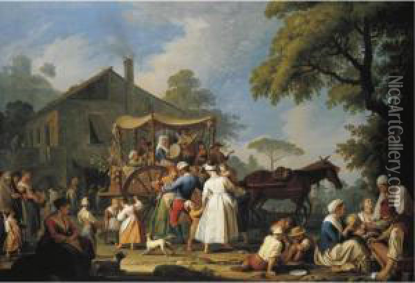 Villagers Preparing To Depart For The Festival Of The Madonna Dell'arco Oil Painting - Pietro Fabris