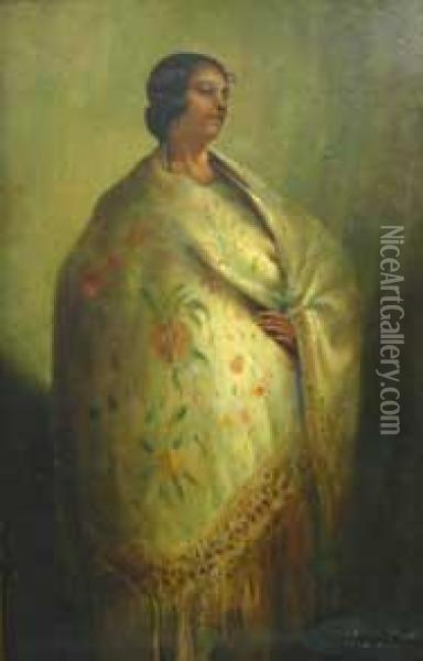 Senora Con Manton Oil Painting - Jose Maria Marques Roig