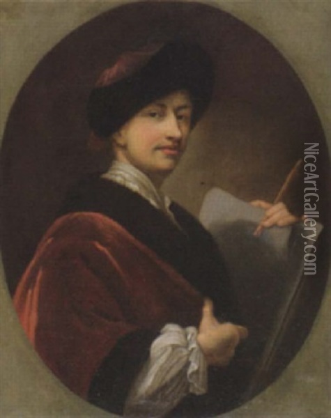 Portrait Des Malers Kupetzky Oil Painting - August Vischer