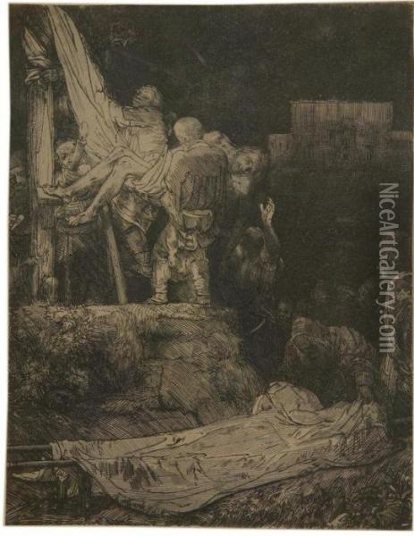 Die Kreuzabnahme Bei Fackelschein. Oil Painting - Rembrandt Van Rijn