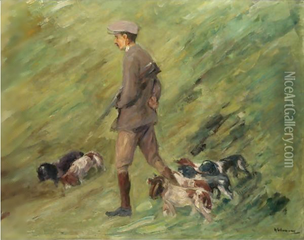Hunter In The Dunes - Trainer With Hounds Oil Painting - Max Liebermann