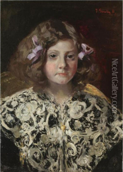 Retrato De La Nina Maria Paz Barcena Velarde (portrait Of Maria Paz Barcena Velarde) Oil Painting - Joaquin Sorolla Y Bastida