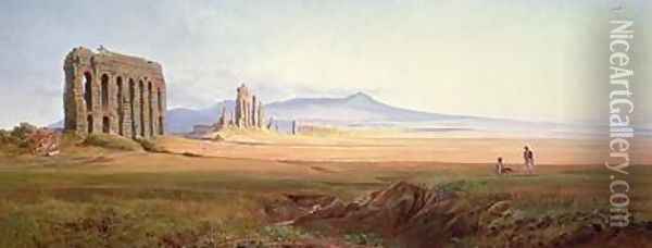 Aqueduct of Nero Rome Oil Painting - Edward Lear