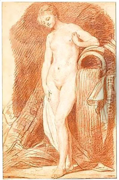 A naked girl posed as a water-nymph Oil Painting - Jean Baptiste Greuze