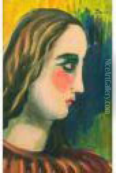 Marguerite De Profil. Oil Painting - Madeleine Berly De Vlaminck