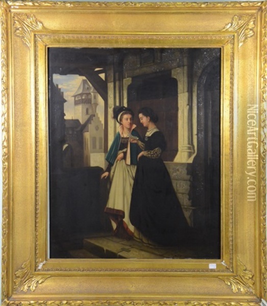 Deux Femmes Dans Un Interieur Oil Painting - Josse Impens