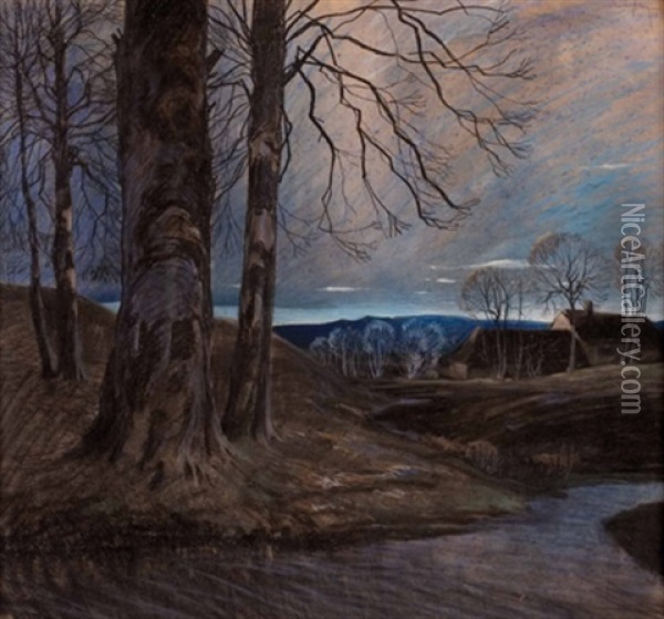 Abend Im Moor Oil Painting - Oskar Mulley