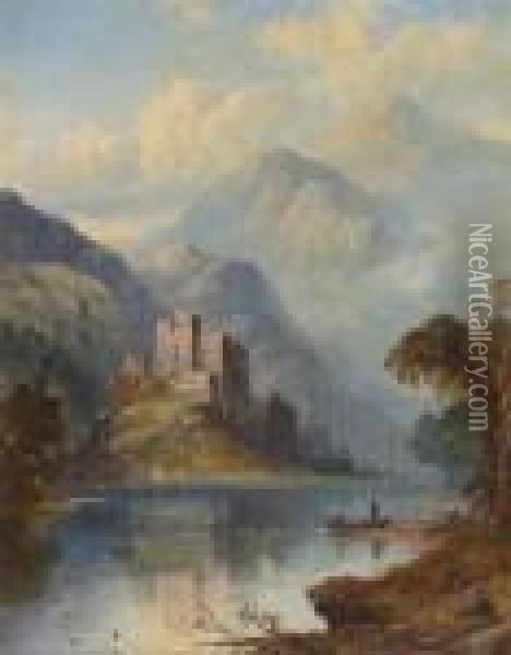 Kilchurn Castle, Loch Awe Oil Painting - George Blackie Sticks