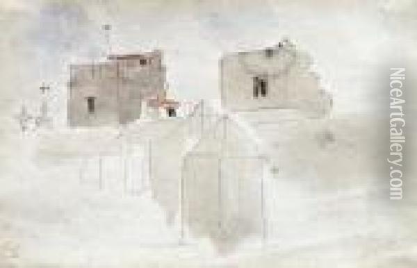 Deux Maisons Marocaines Avec Terrasse Oil Painting - Eugene Delacroix