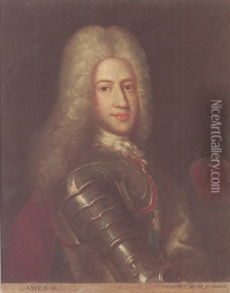 Portrait Of James Edward Stuart, The Old Pretender, Wearing Armour Oil Painting - Giorgio Domenico Dupra